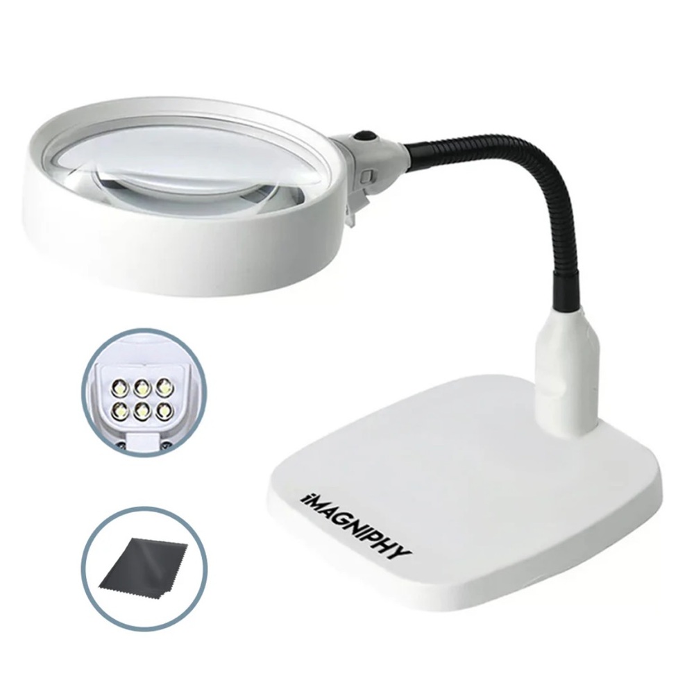 iMAGNIPHY 8X Extra Large 5.5 Inch LED Lighted Hands-Free Desktop Magnifier